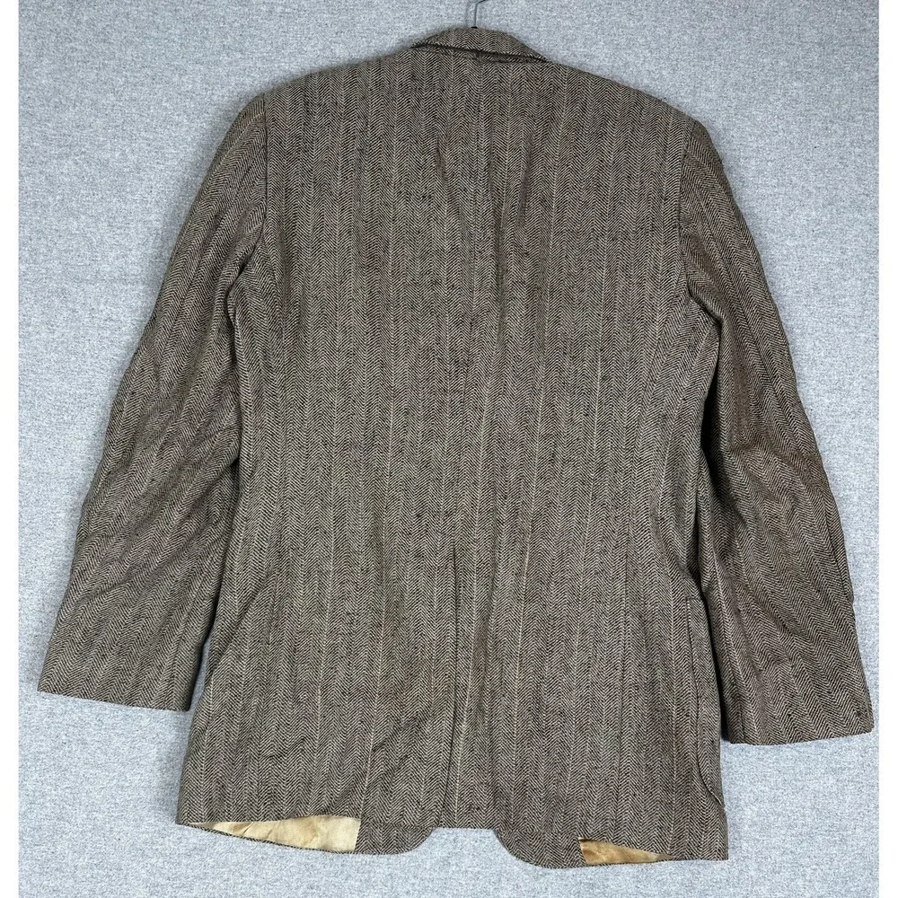 Vintage Daniel Hechter Blazer Mens‎ Large Brown Herringbone Tweed Sport Coat USA